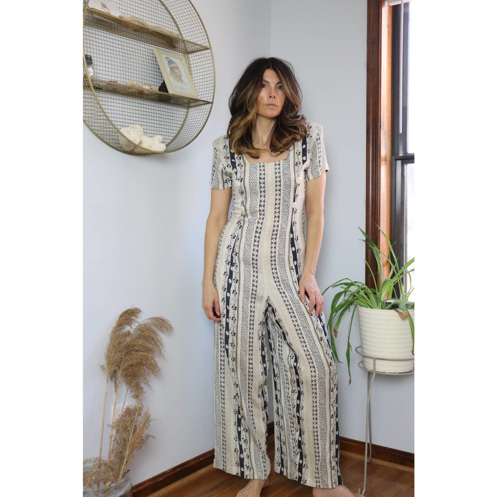 Vintage 90s Jumpsuit Small Tribal Geometric Small Entourage